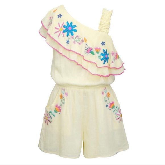 NWT - Hannah Banana - One-Shoulder Ruffle Romper